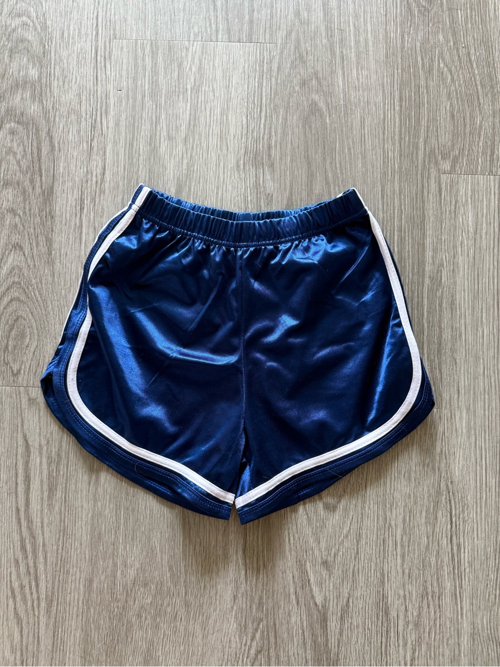 Navy Blue Women's Athletic Shorts with White Trim
